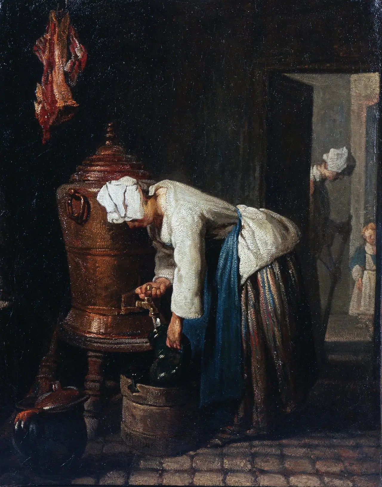 Femme puisant de l'eau à la citerne - Jean Siméon Chardin image 1 reproduction artisanale de tableau