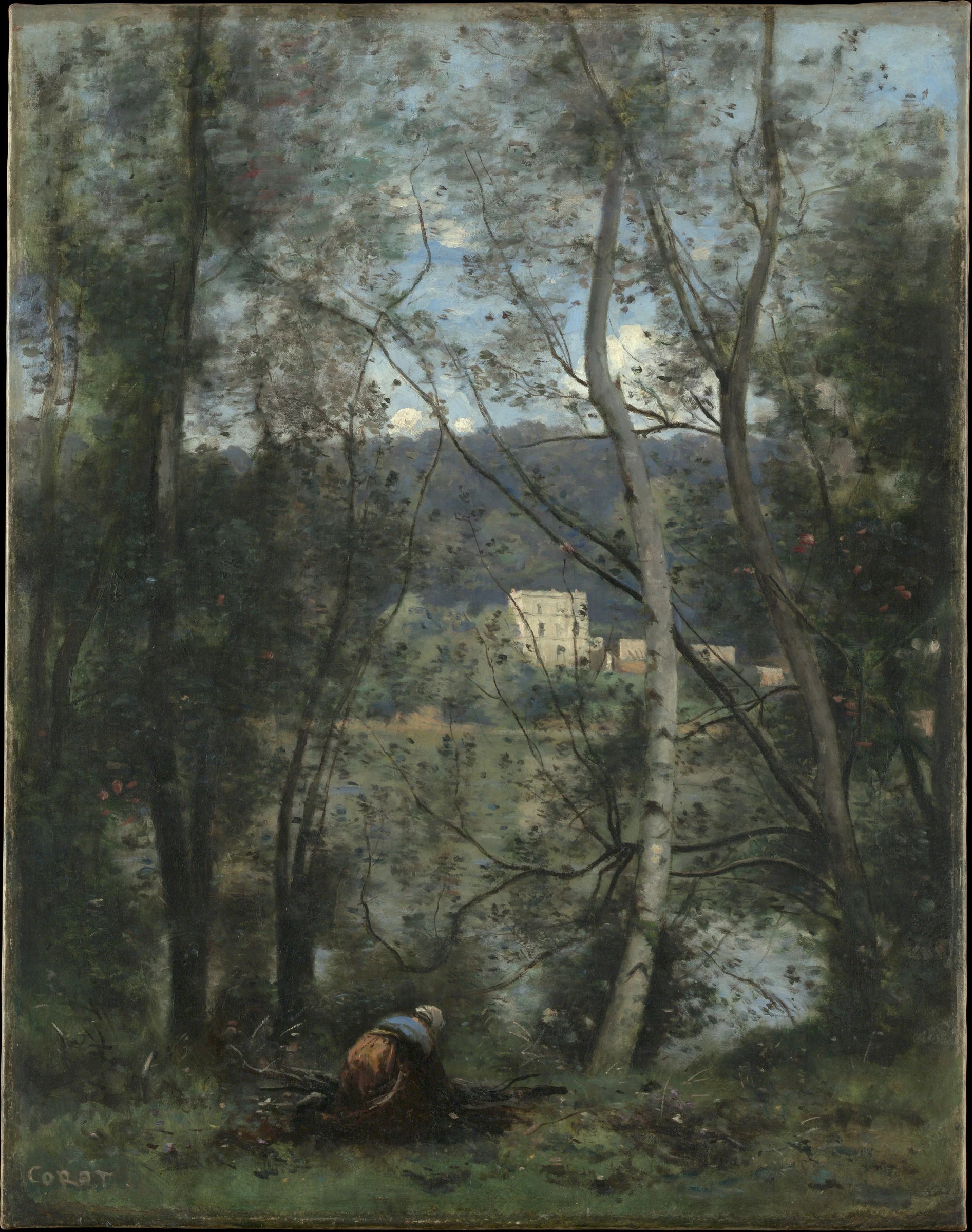 Une femme ramassant des fagots à Ville-d'Avray - Camille Corot