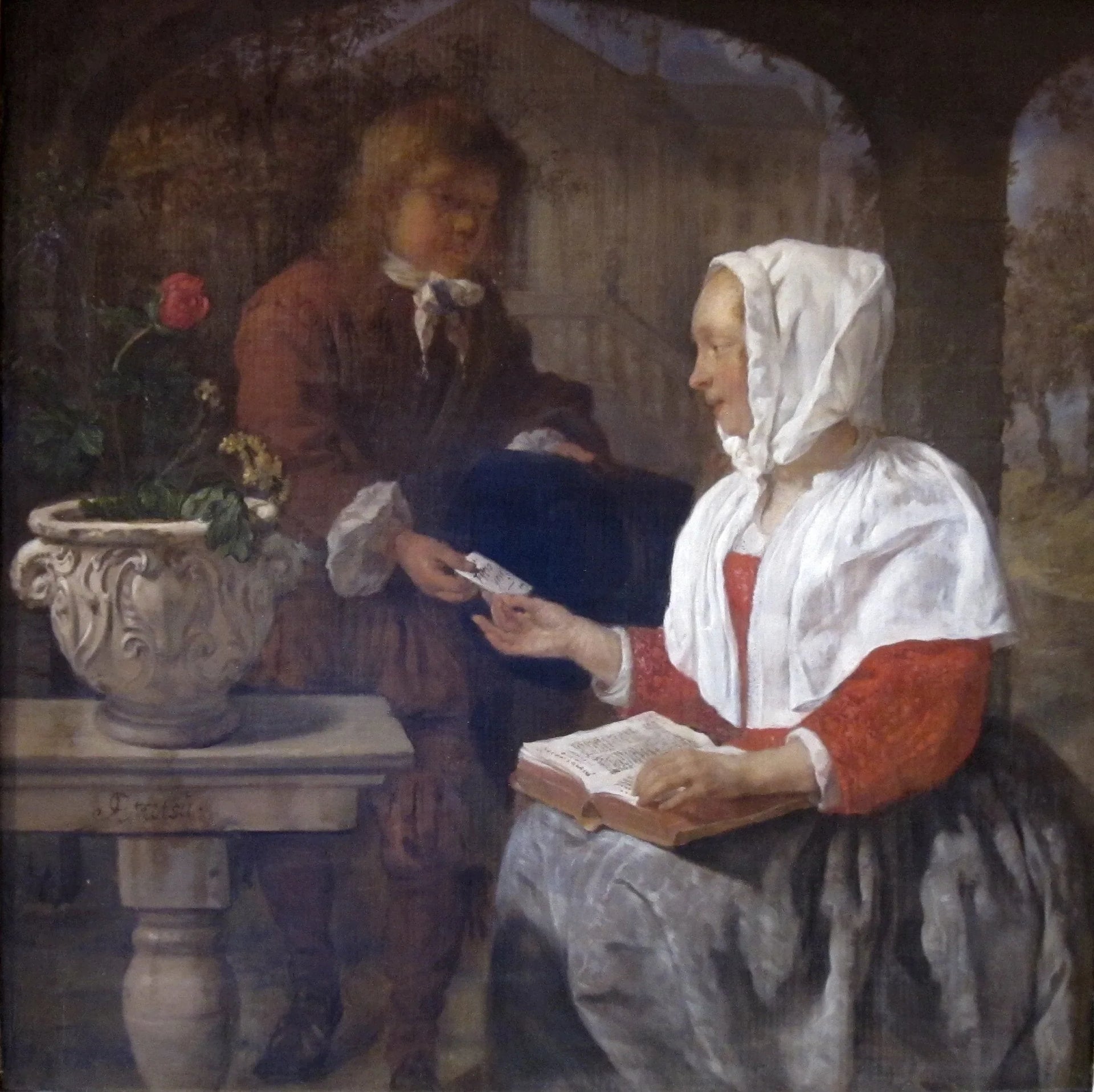 Femme reçoit une lettre - Gabriel Metsu image 1 copie peinte à la main à l’huile