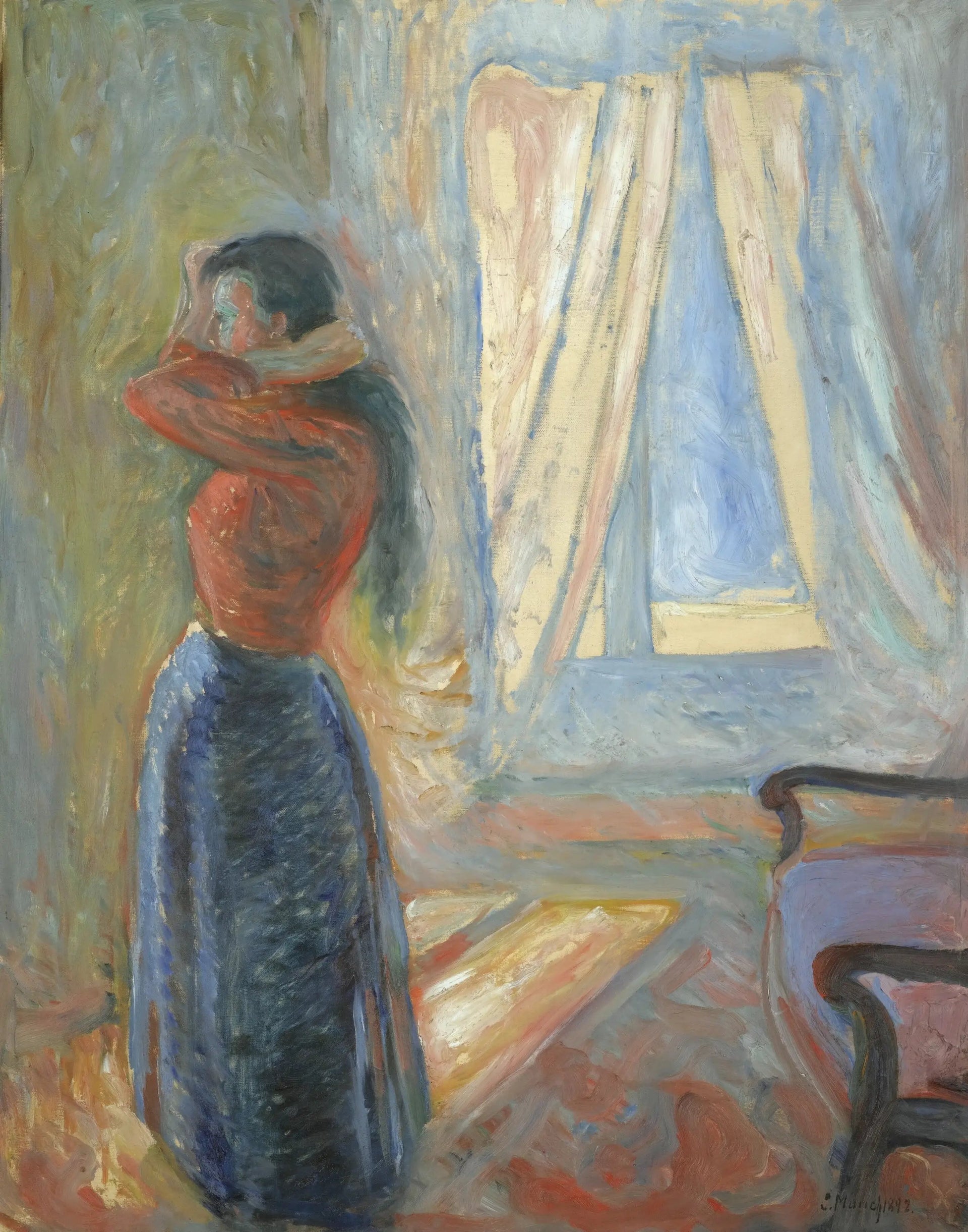 Femme regardant dans le miroir - Edvard Munch image 1 reproduction de peinture à l’huile