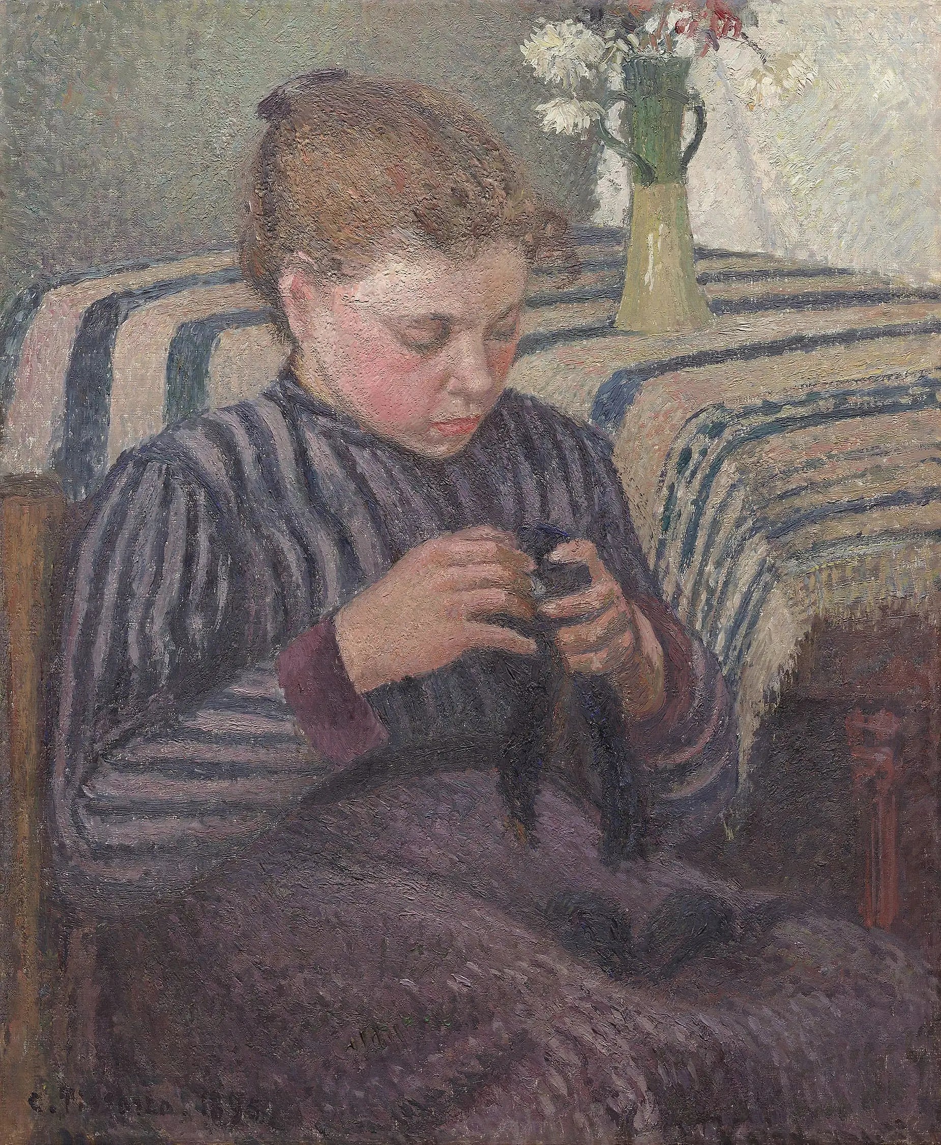 Femme réparatrice - Camille Pissarro image 1 reproduction artisanale de tableau