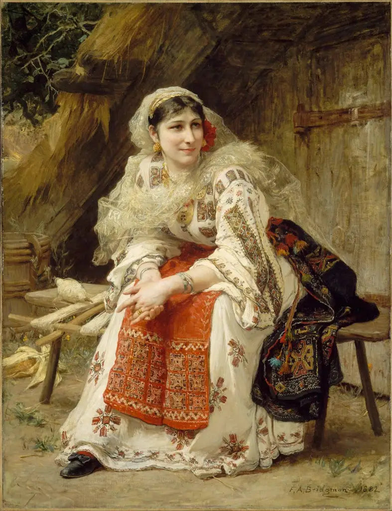 femme roumaine - Frederick Arthur Bridgman image 1 reproduction artisanale de tableau