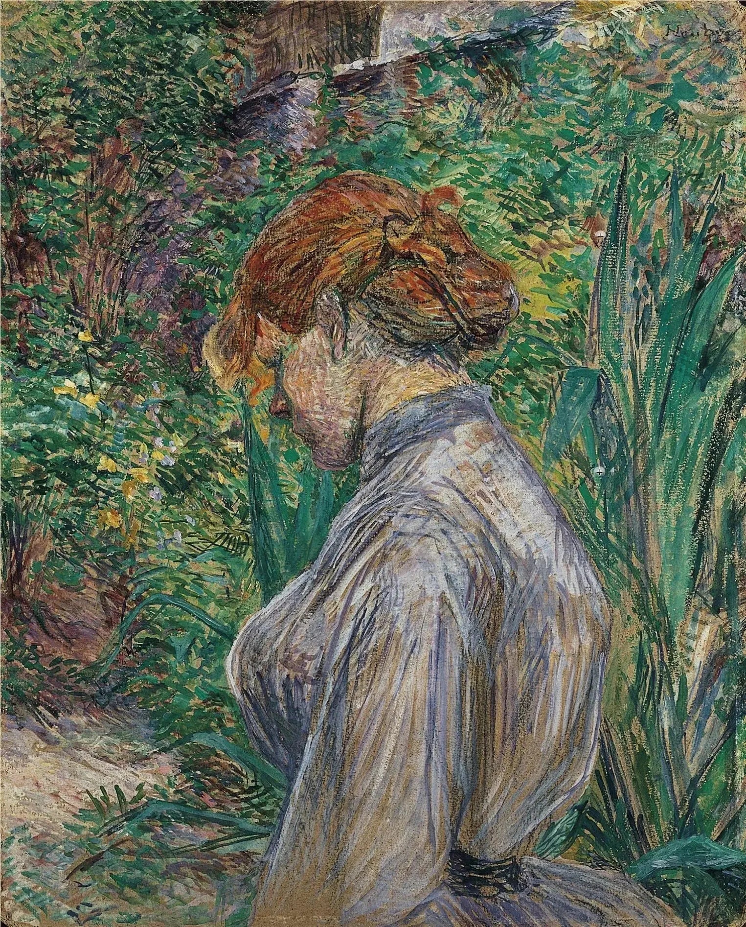 Femme rousse assise dans le jardin de M. Forest - Henri de Toulouse-Lautrec image 1 reproduction réalisée par Alpha Reproduction