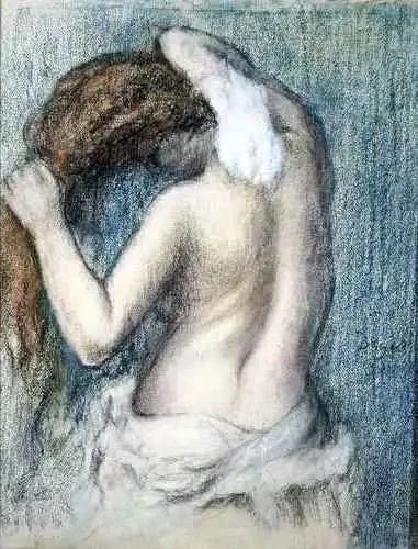Femme s'essuyant après le bain - Edgar Degas image 1 reproduction réalisée par Alpha Reproduction