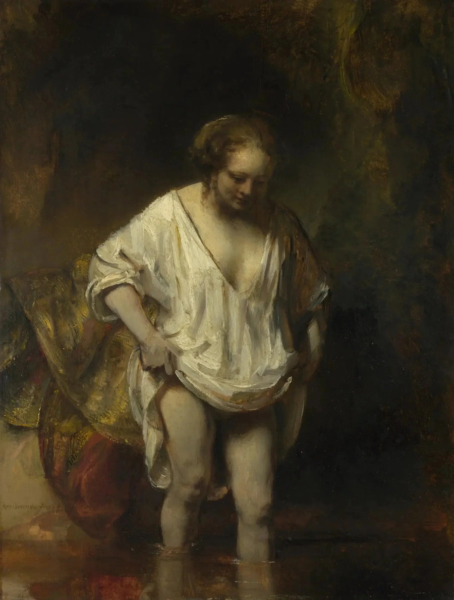 Une femme se baignant dans un ruisseau – Rembrandt, 1654