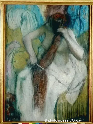 Femme se coiffant - Edgar Degas image 1 copie peinte à la main à l’huile