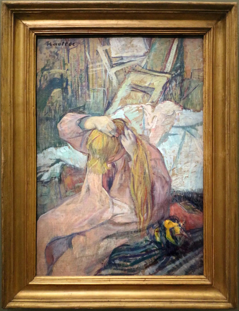 Femme se coiffe. Celle qui se peigne - Henri de Toulouse-Lautrec