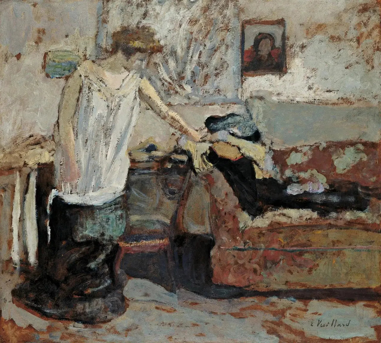 Femme se déshabillant - Édouard Vuillard image 1 reproduction de peinture à l’huile