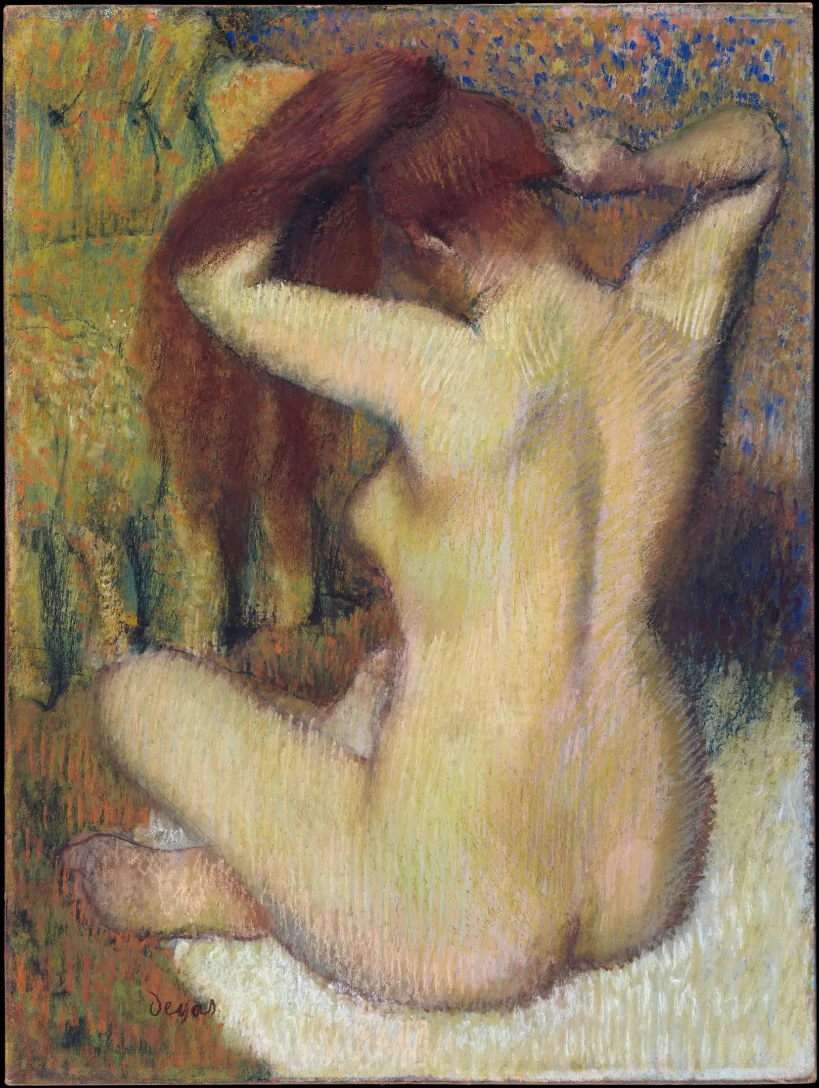 Femme se peignant les cheveux - Edgar Degas image 1 copie peinte à la main à l’huile