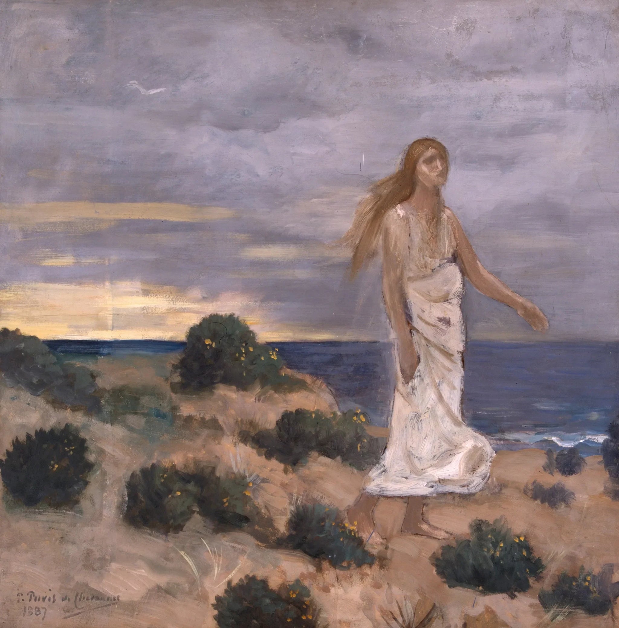 Femme sur la plage - Pierre Puvis de Chavannes image 1 reproduction de peinture à l’huile