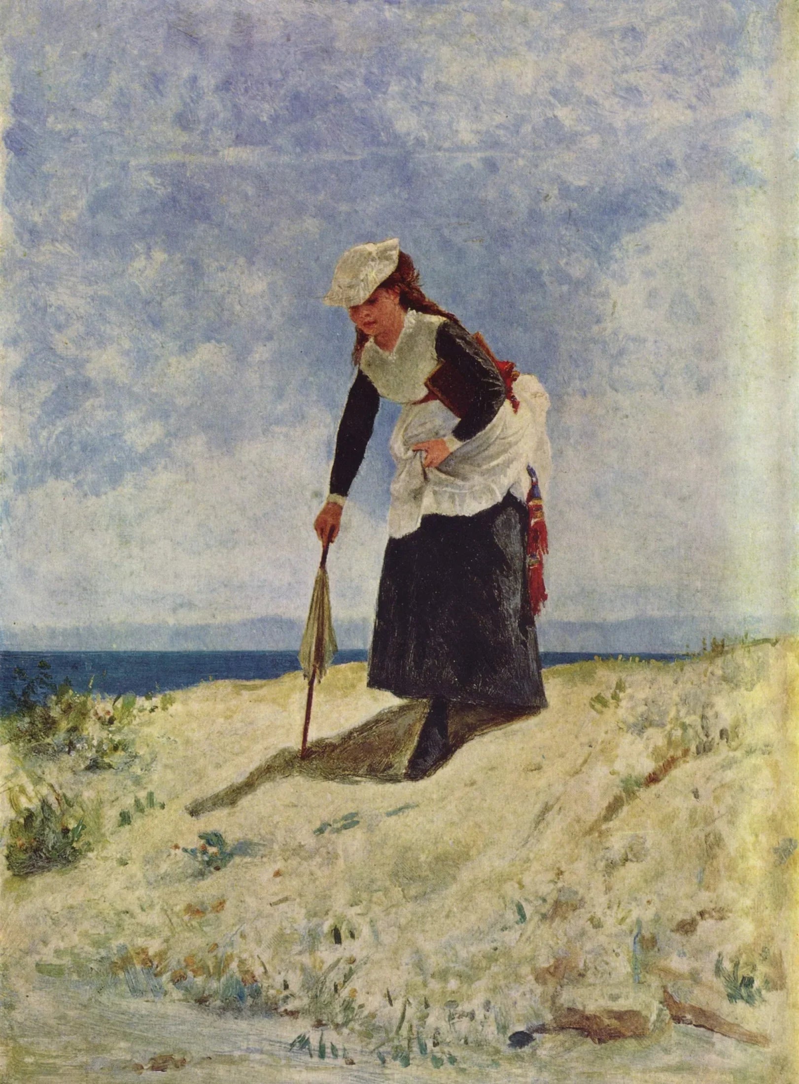 Femme sur le sable - Giuseppe De Nittis image 1 copie peinte à la main à l’huile