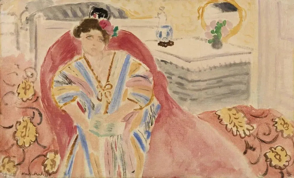 Femme sur un canapé rouge (Femme sur un canapé rouge) - Henri Matisse image 1 reproduction de peinture à l’huile