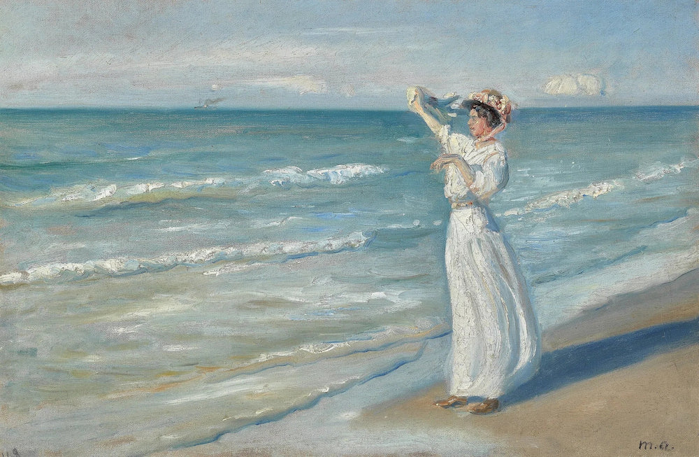 Femme sur une plage. - Michael Peter Ancher image 1 copie de tableau peinte à la main