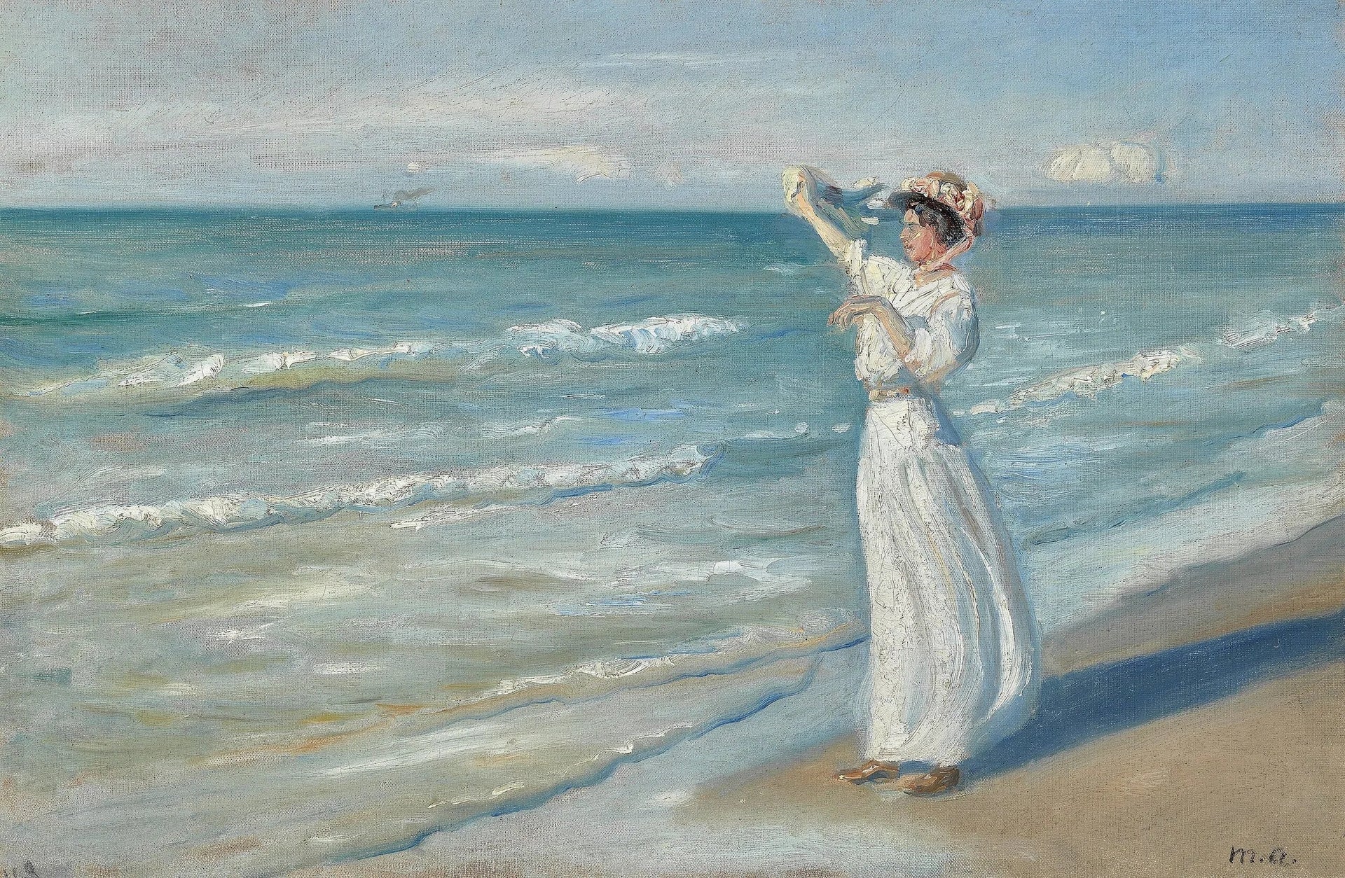 Femme sur une plage. - Michael Peter Ancher image 1 copie de tableau peinte à la main