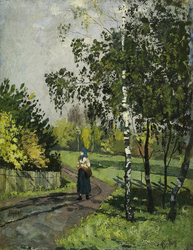 Femme sur une route de campagne - Edvard Munch image 1 copie peinte à la main à l’huile