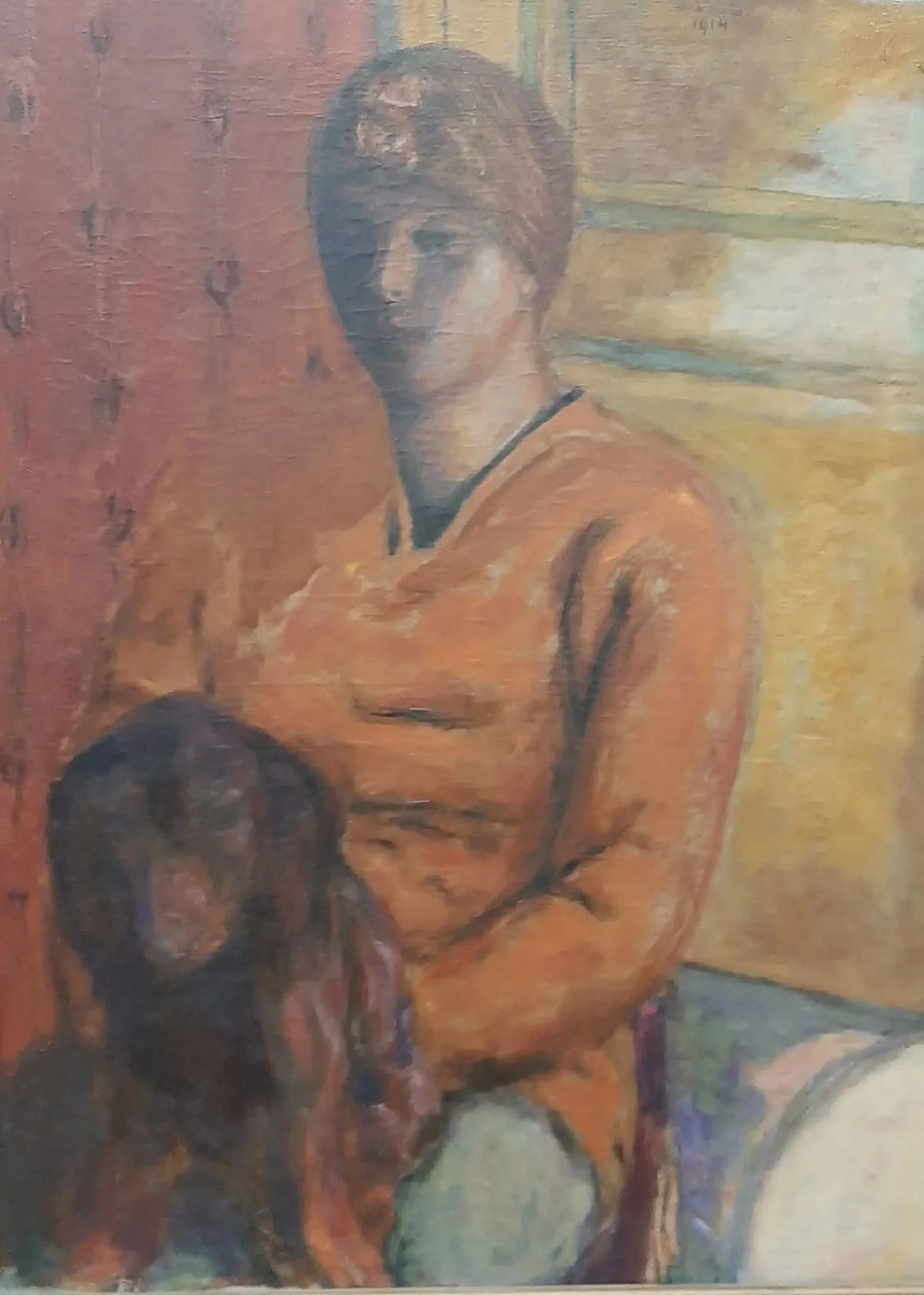Femme tenant un chien sur ses genoux - Pierre Bonnard