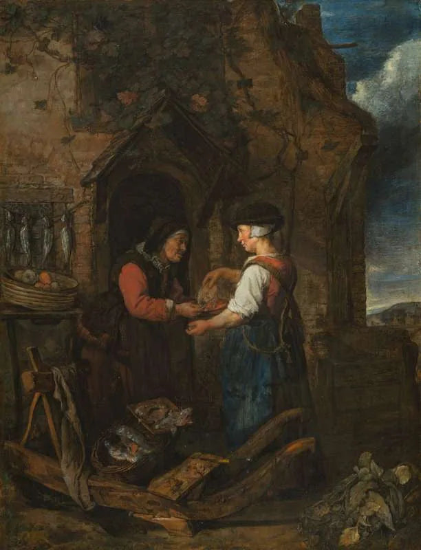 Femme vendant du poisson - Gabriel Metsu image 1 tableau peint à l’huile sur toile