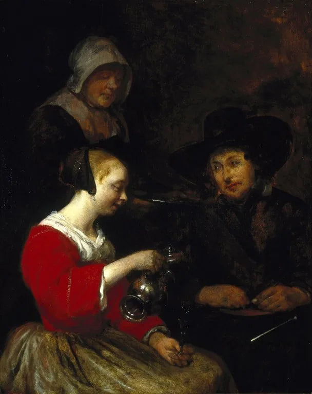 Femme versant du vin - Gerard ter Borch image 1 copie peinte à la main à l’huile