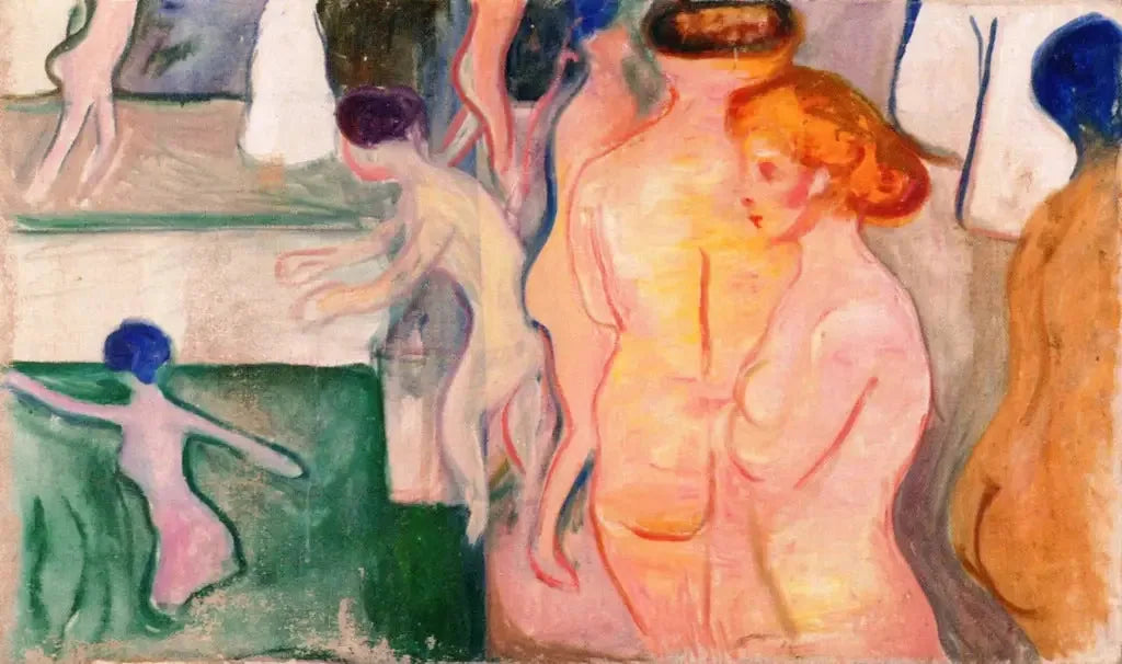 Femmes à la piscine - Edvard Munch image 1 reproduction d’œuvre d’art à l’huile