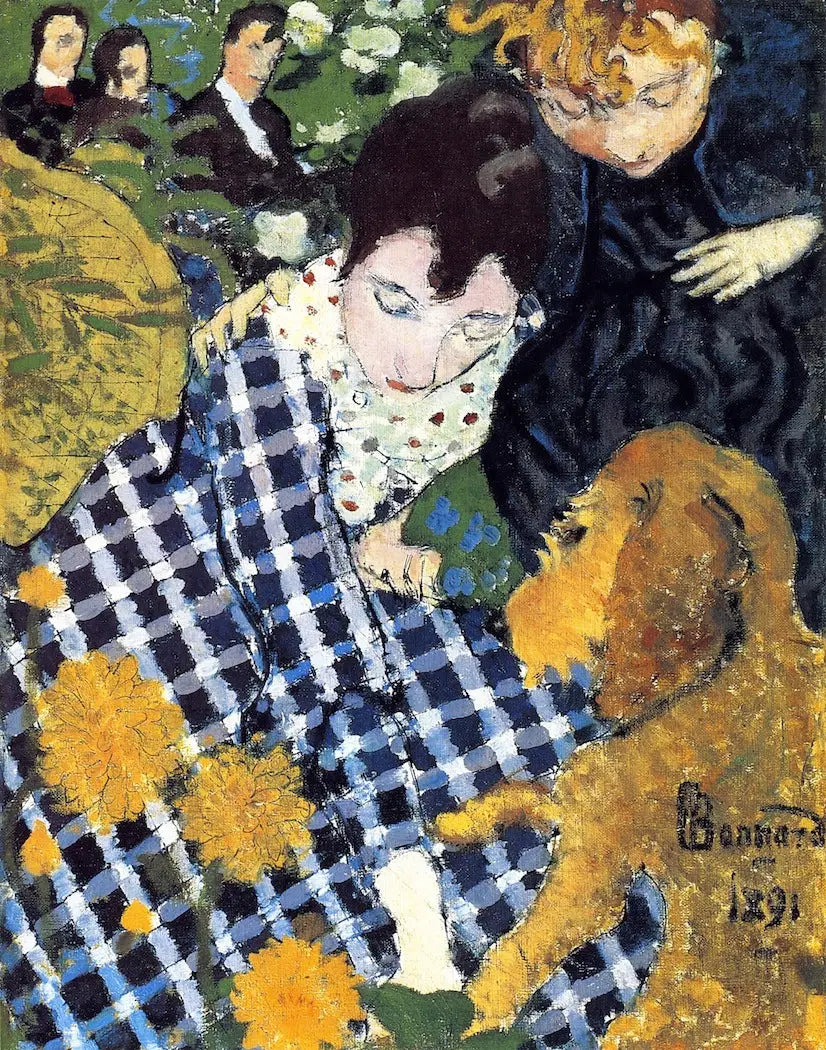 Femmes au chien - Pierre Bonnard image 1 copie peinte à la main à l’huile
