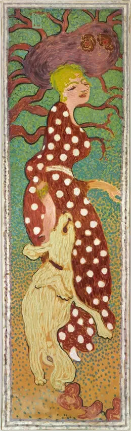 Femmes au jardin : femme à la robe à pois blancs - Pierre Bonnard image 1 copie peinte à la main à l’huile