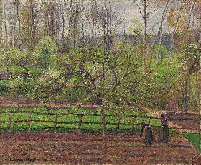 Femmes dans un clos, printemps, temps gris, Éragny - Camille Pissarro image 1 reproduction réalisée par Alpha Reproduction
