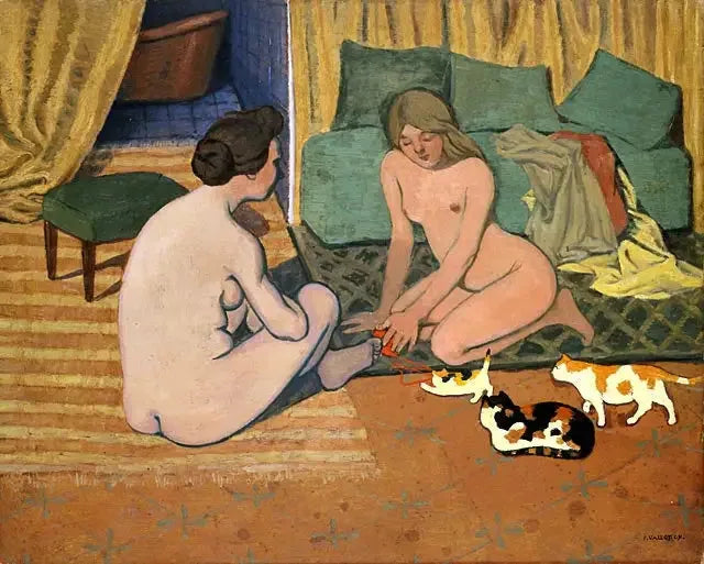 Femmes nues aux chats - Félix Vallotton image 1 reproduction artisanale de tableau