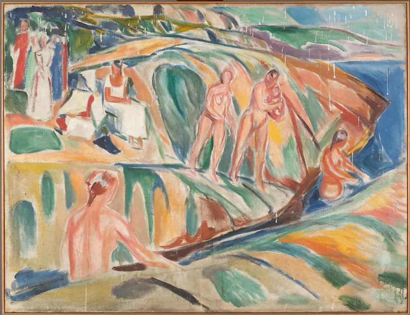 Femmes prenant un bain de soleil sur les roches - Edvard Munch