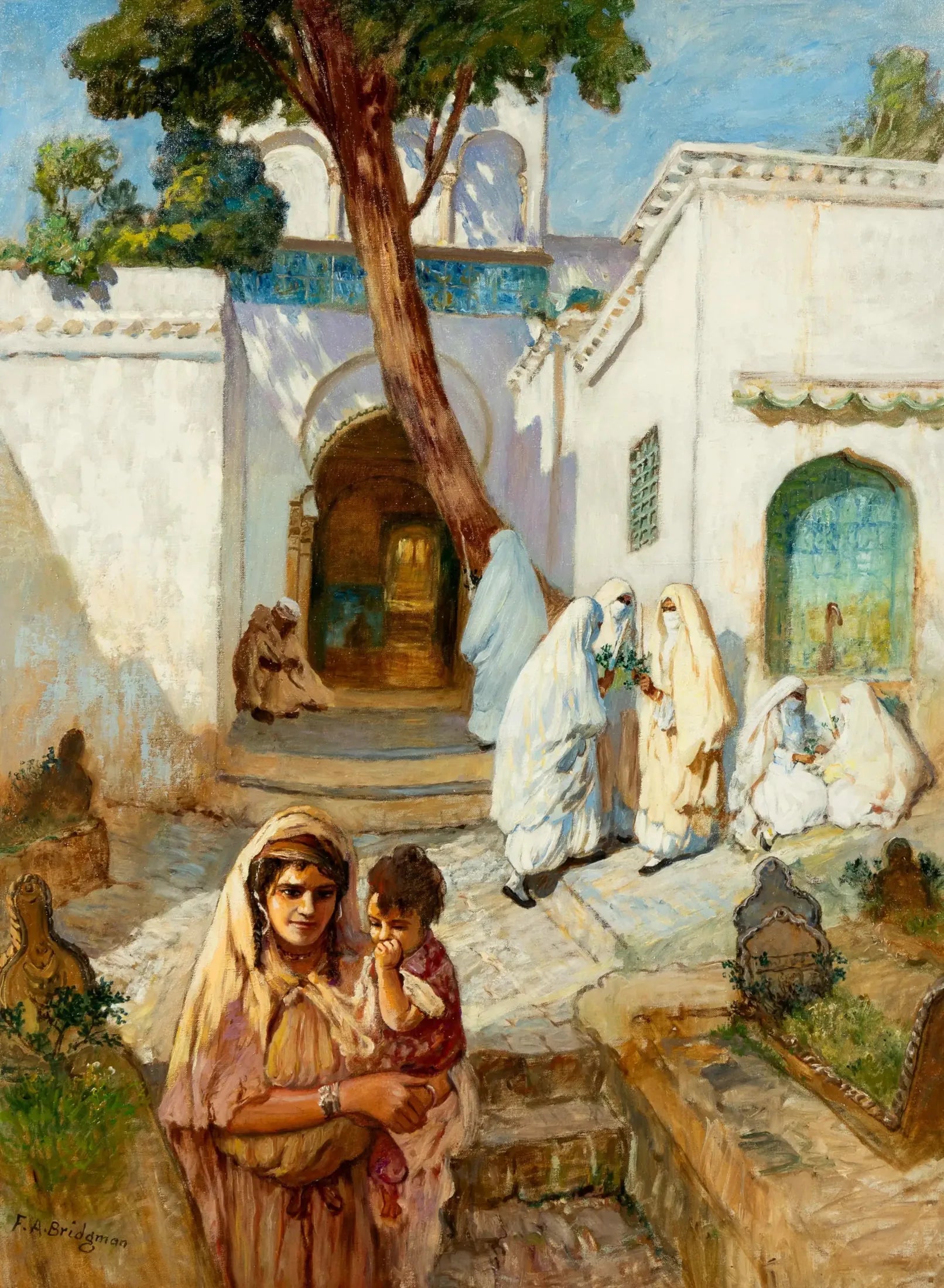 Femmes près de Sidi Abderrahman - Frederick Arthur Bridgman image 1 copie de tableau peinte à la main