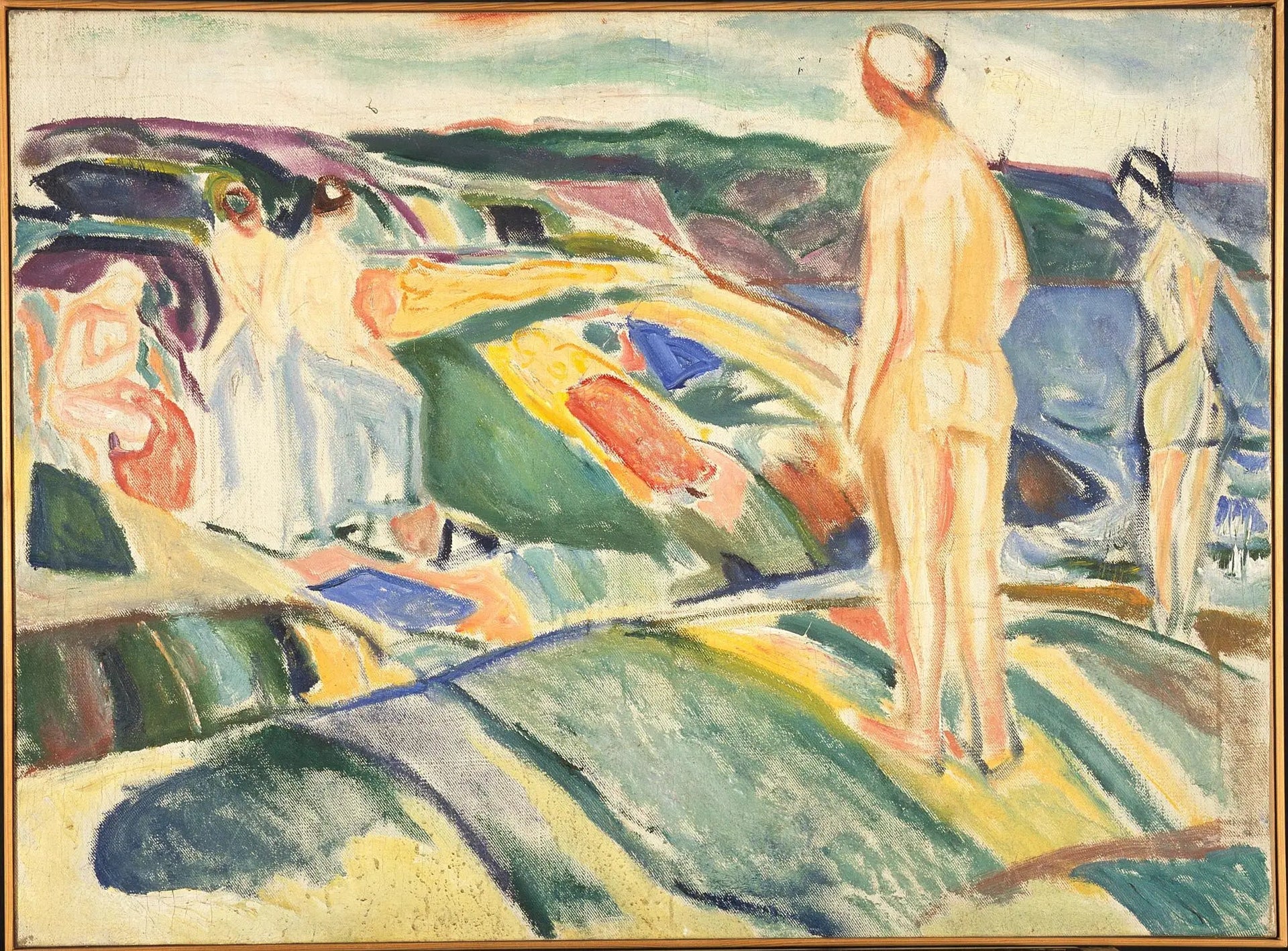 Femmes se baignant sur les rochers - Edvard Munch image 1 copie peinte à la main à l’huile