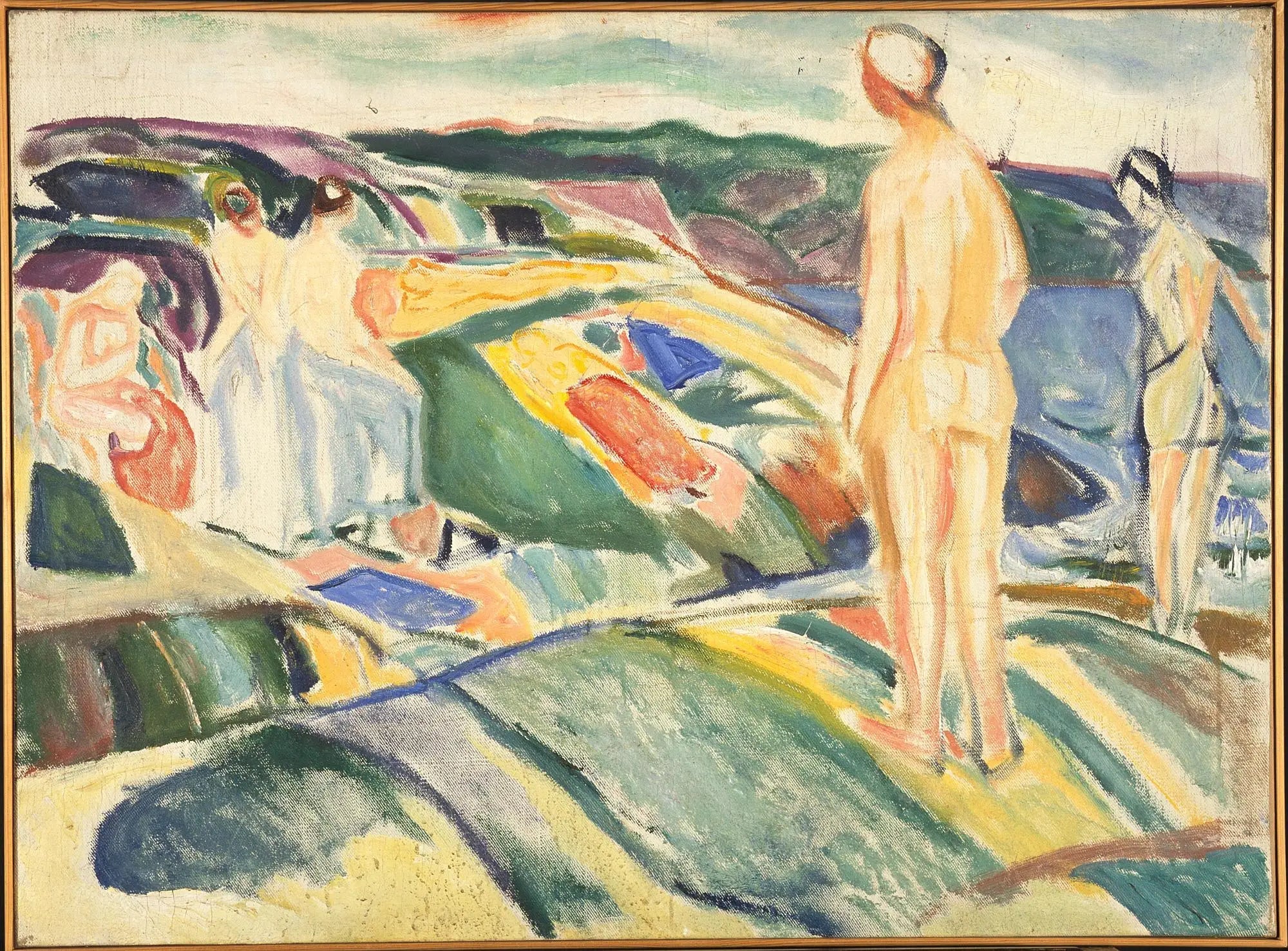 Femmes se baignant sur les rochers - Edvard Munch image 1 copie peinte à la main à l’huile