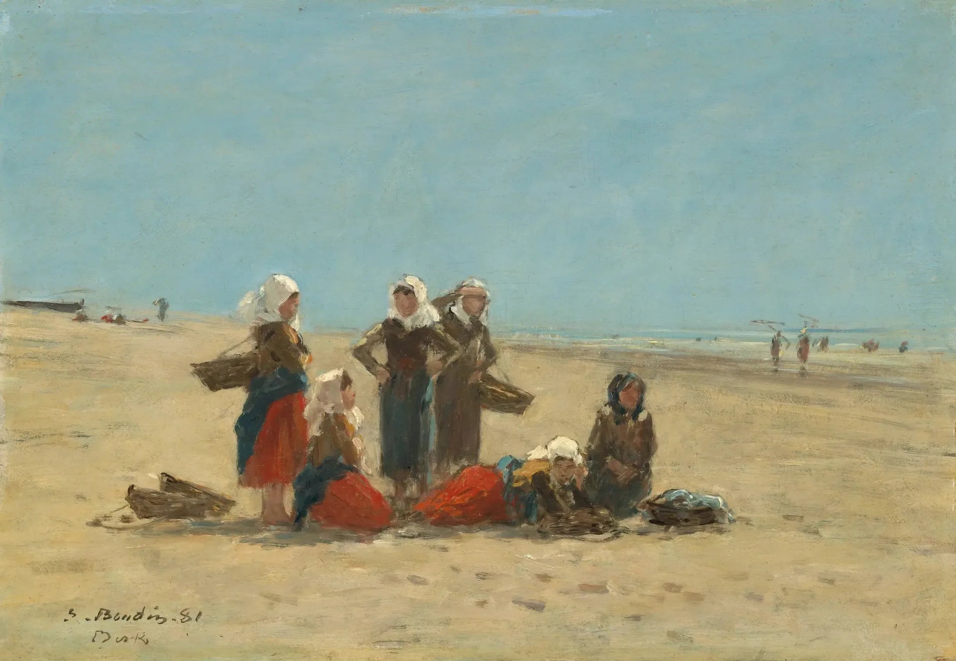 Femmes sur la plage de Berck - Eugène Boudin image 1 reproduction d’œuvre d’art à l’huile