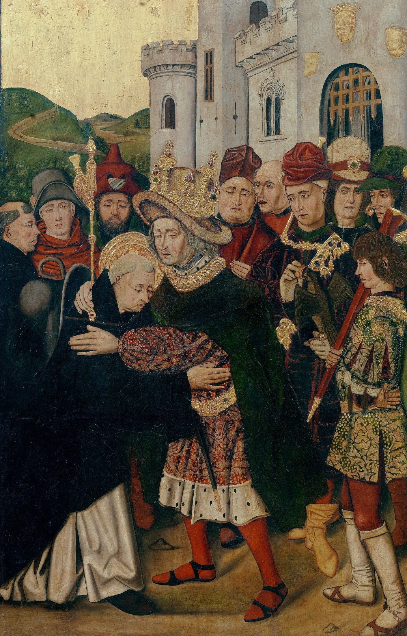 Ferdinand Ier de Castille accueillant saint Dominique de Silos - Bartolomé Bermejo image 1 copie peinte à la main à l’huile
