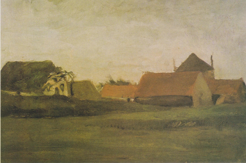 Fermes à Loosduinen près de La Haye au crépuscule - Vincent van Gogh