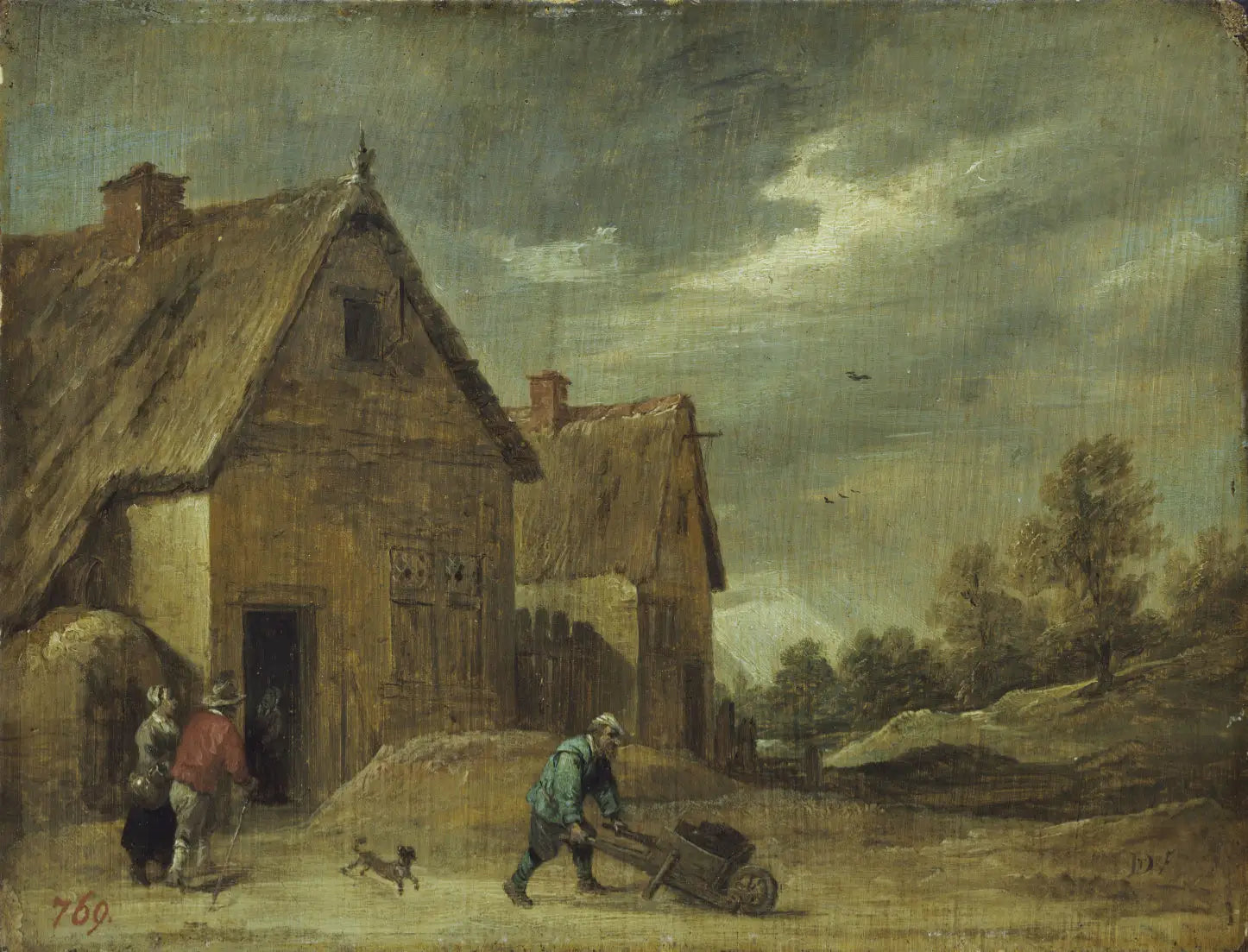 Fermier avec une brouette - David Teniers le Jeune image 1 reproduction réalisée par Alpha Reproduction