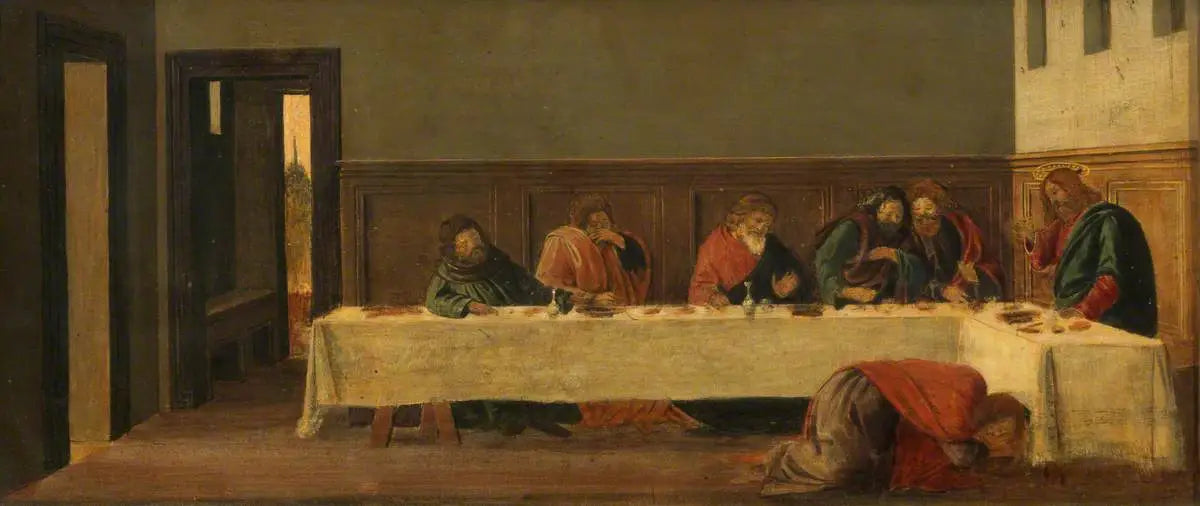 Festin chez Simon (prédelle, deuxième panneau) - Sandro Botticelli image 1 tableau peint à l’huile sur toile