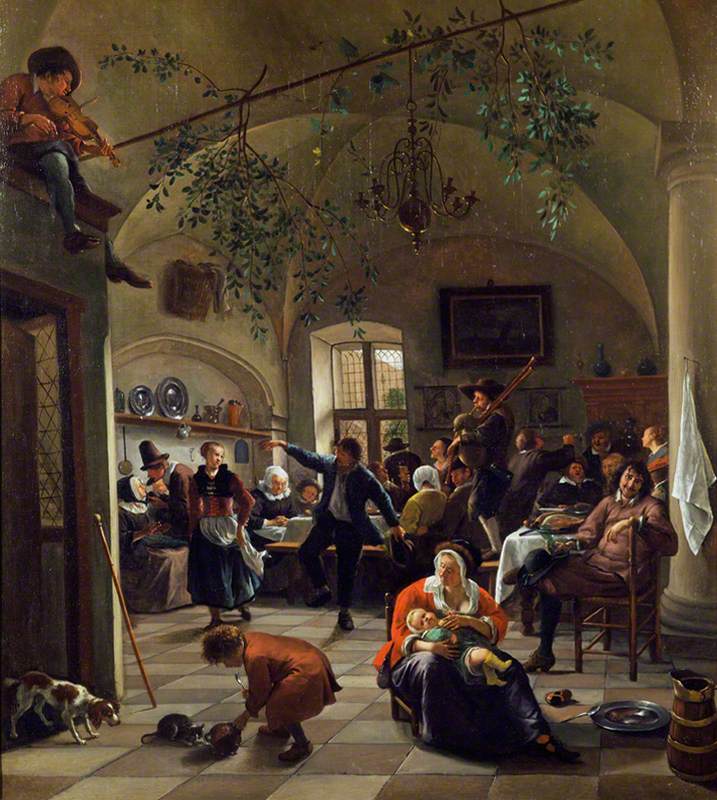 Festivités dans une taverne - Jan Steen image 1 reproduction de peinture à l’huile