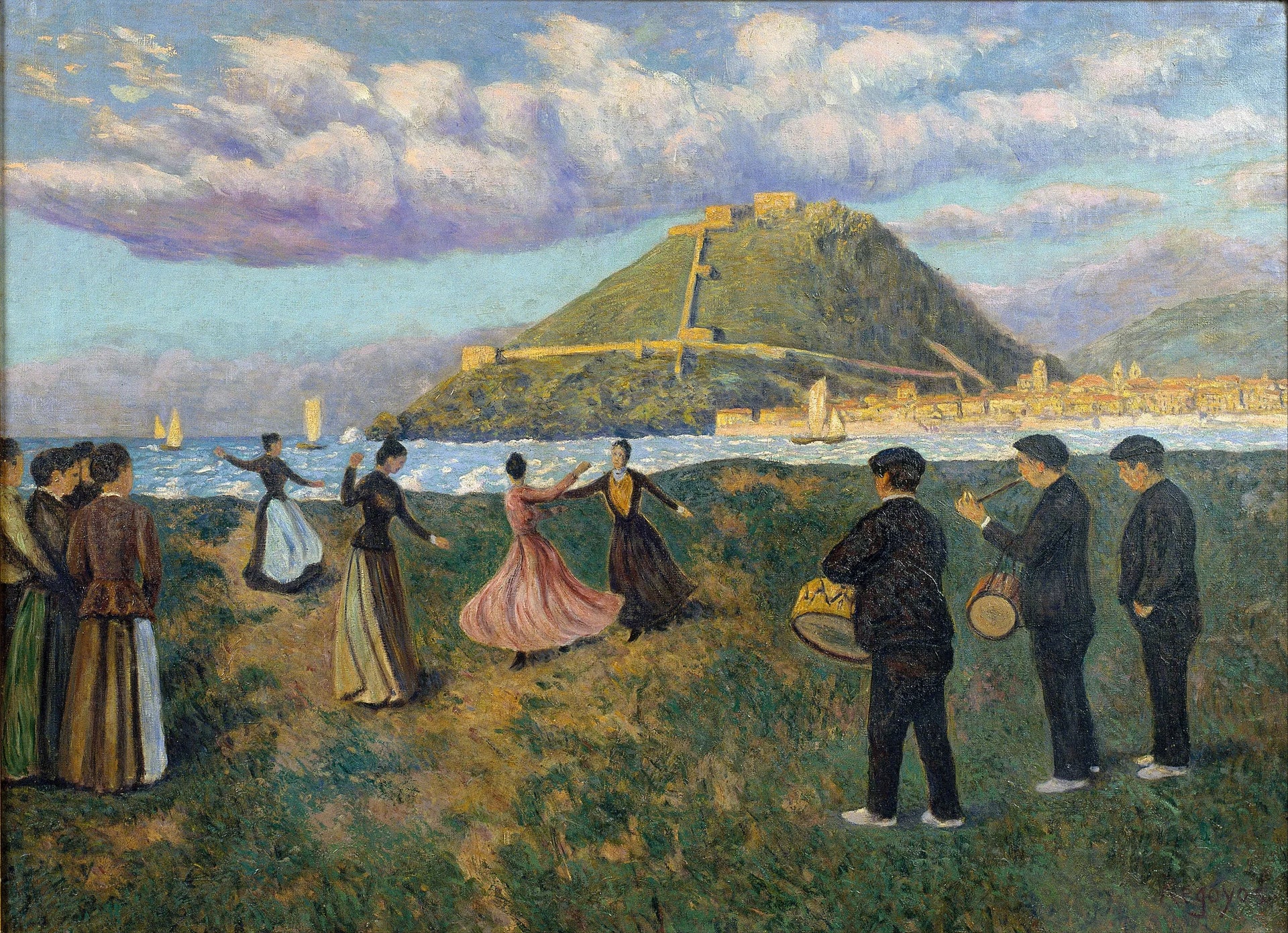 Fête basque (danse à El Antiguo, Saint-Sébastien) - Darío de Regoyos image 1 tableau peint à l’huile sur toile