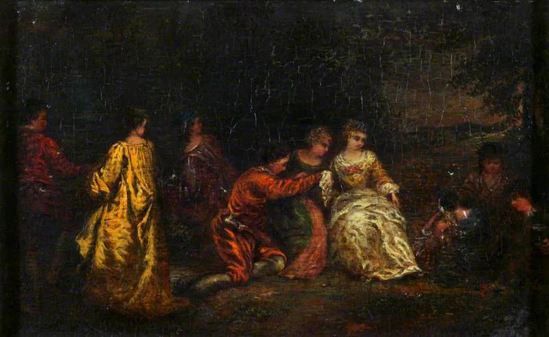 Fête champêtre - Antoine Watteau image 1 reproduction artisanale de tableau