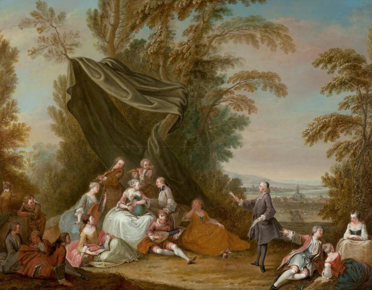 Fête Champêtre : Fête musicale sous un auvent - Antoine Watteau image 1 tableau peint à l’huile sur toile