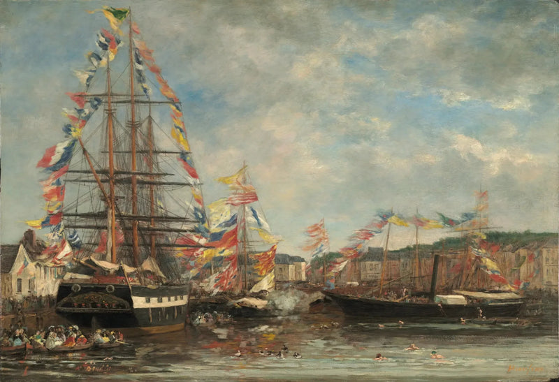 Fête dans le port de Honfleur - Eugène Boudin