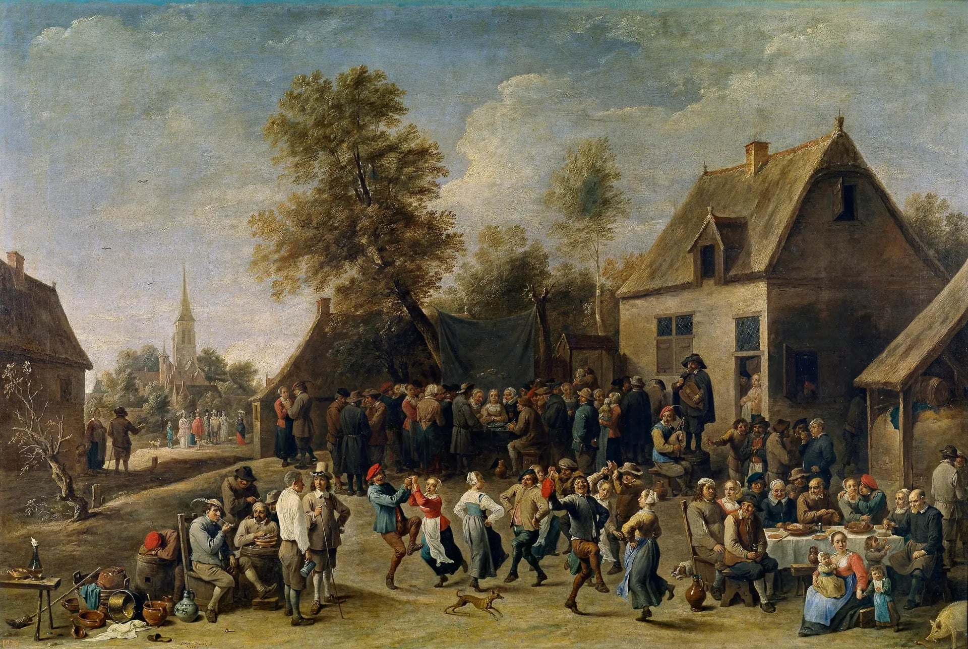 Fête de campagne - David Teniers le Jeune image 1 tableau peint à l’huile sur toile