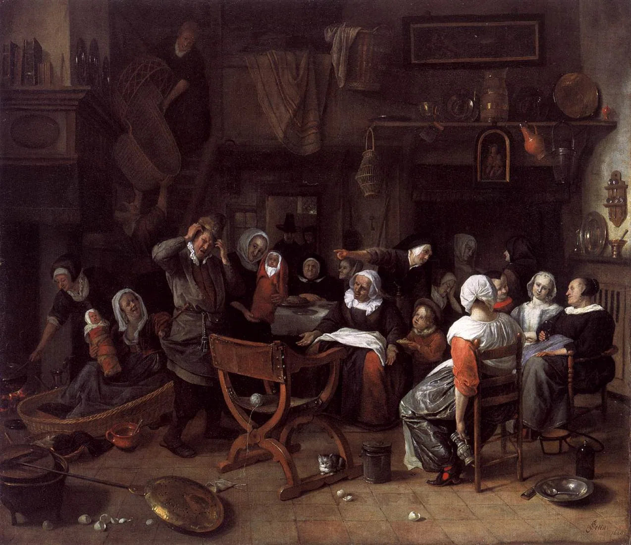 Fête de naissance gémellaire - Jan Steen image 1 reproduction réalisée par Alpha Reproduction