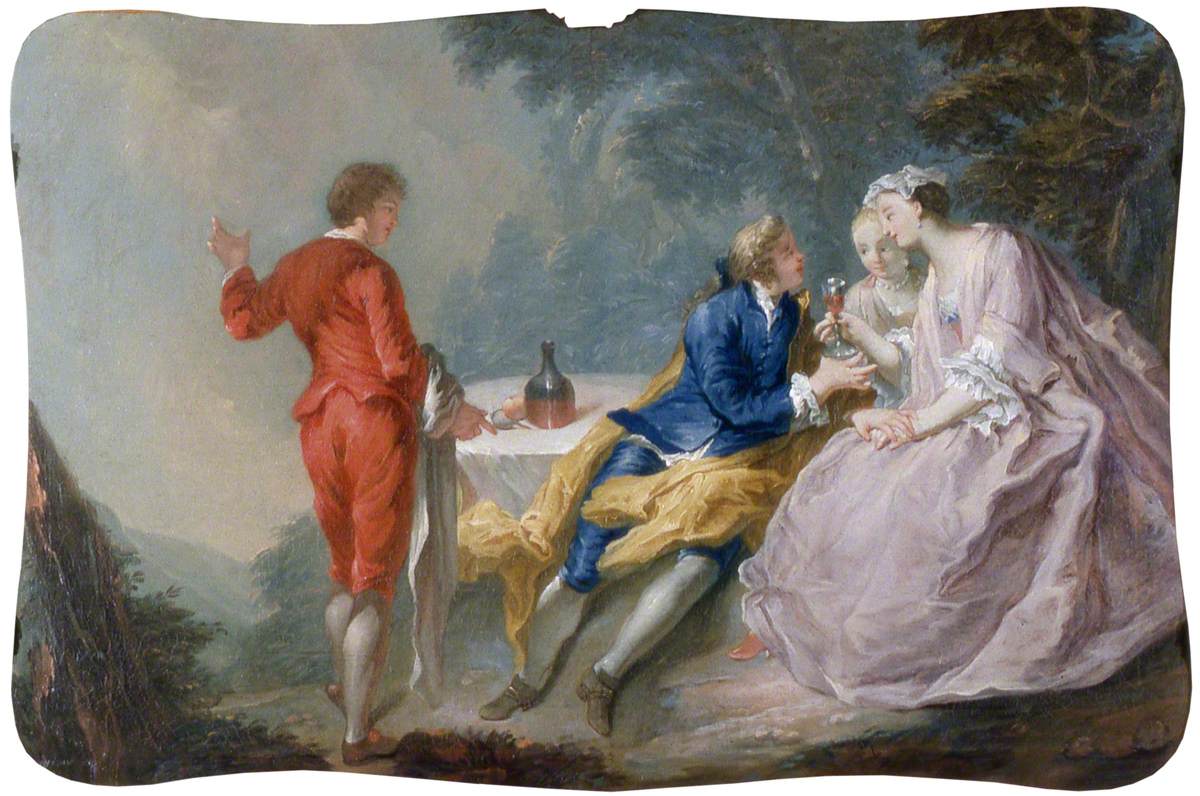 Fête galante : pièce de conversation - Antoine Watteau image 1 copie de tableau peinte à la main