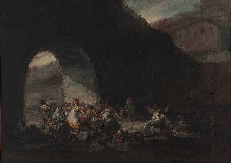Fête populaire sous un pont ou bal populaire - Francisco de Goya