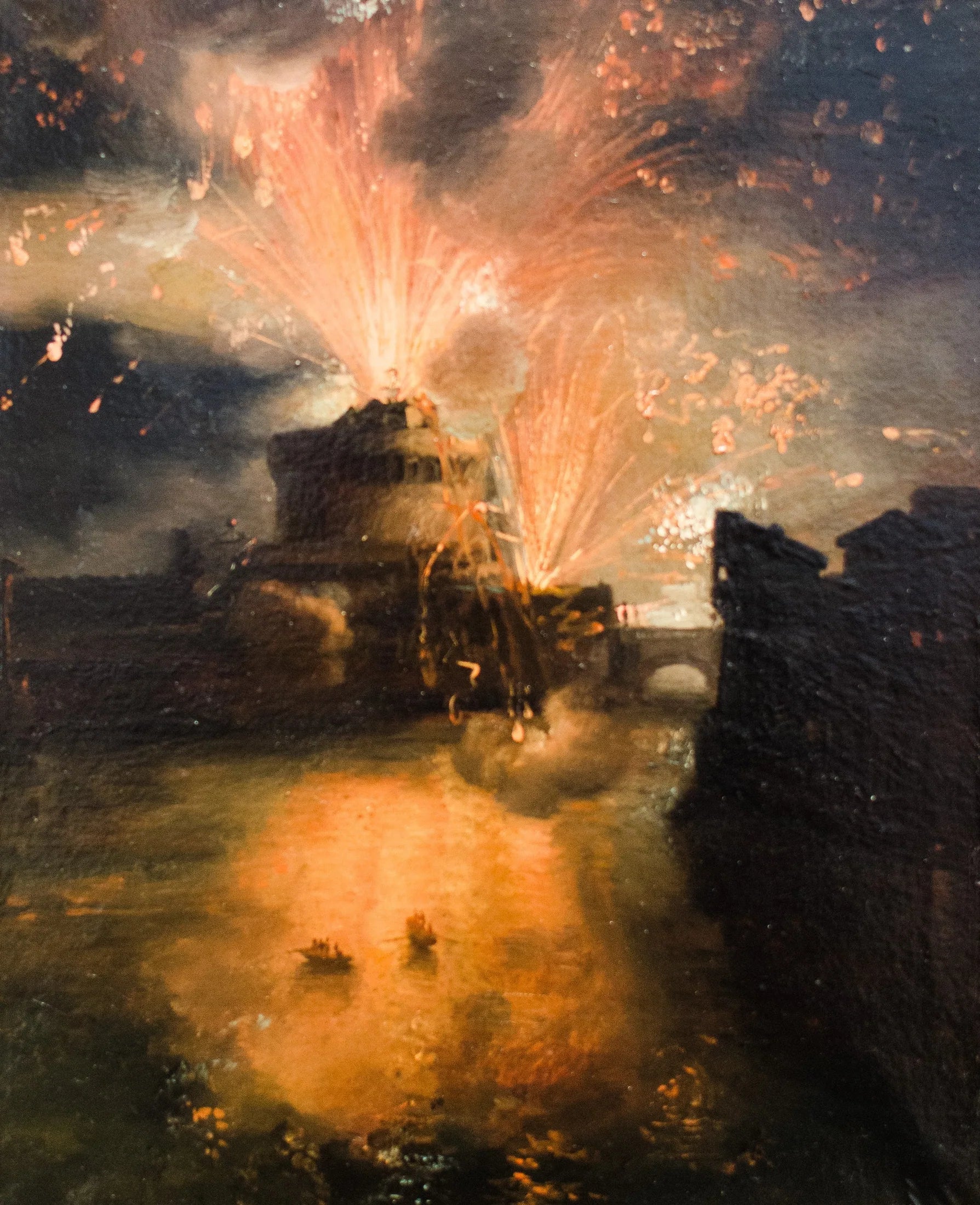 Feu d'artifice au château Saint-Ange à Rome - Léon Cogniet image 1 reproduction de peinture à l’huile