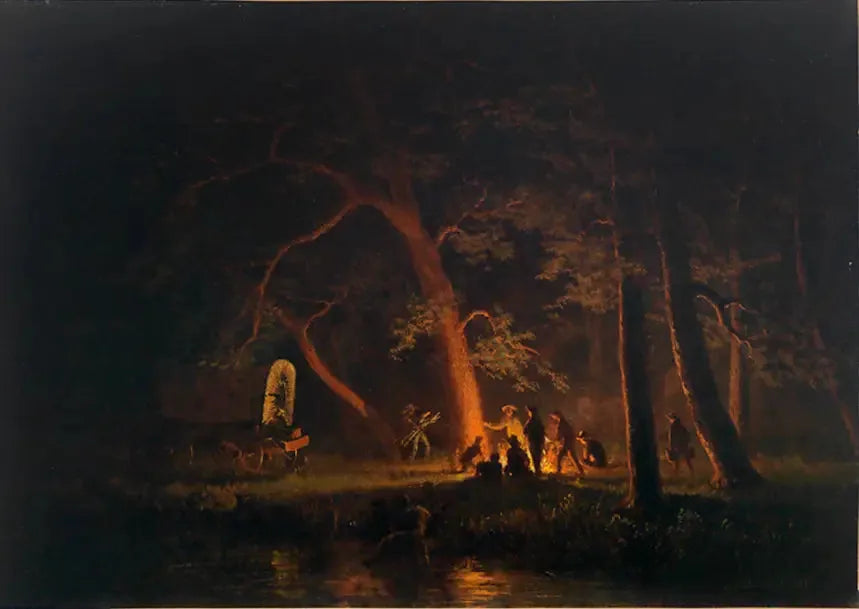 Feu de camp - Albert Bierstadt image 1 reproduction de peinture à l’huile