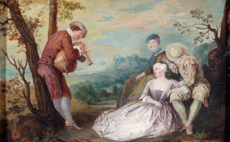 Figures dans un paysage arcadien - Antoine Watteau image 1 reproduction réalisée par Alpha Reproduction