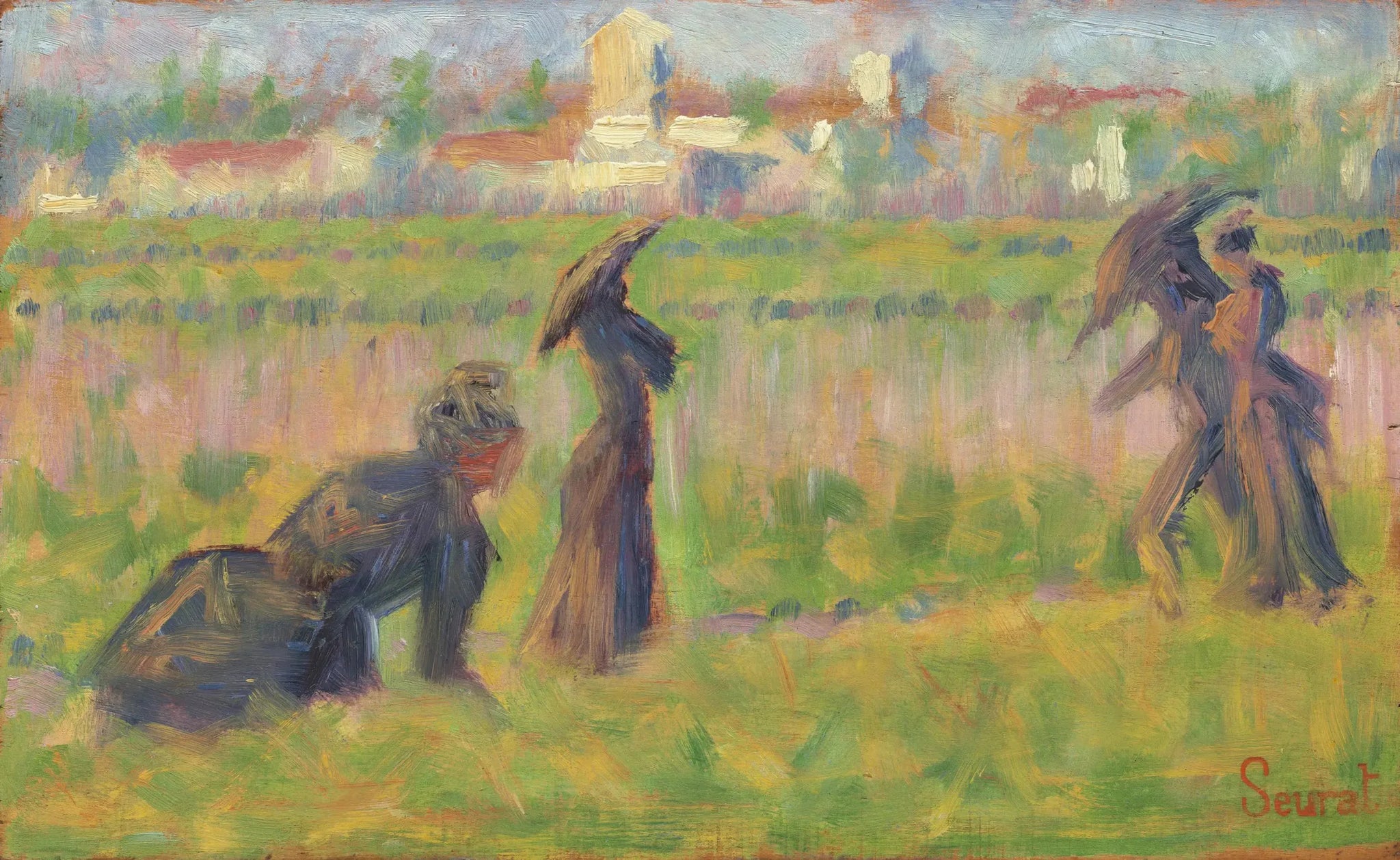 Figures dans un paysage - Georges Seurat image 1 reproduction d’œuvre d’art à l’huile