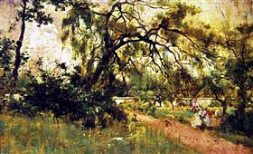 Figures de femmes dans le parc - Giovanni Boldini image 1 reproduction artisanale de tableau